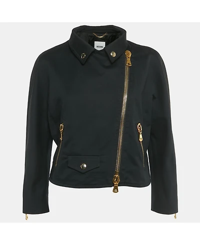Pre-Owned Moschino Women's Black Cotton Biker Jacket