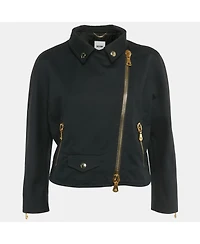Pre-Owned Moschino Women's Black Cotton Biker Jacket