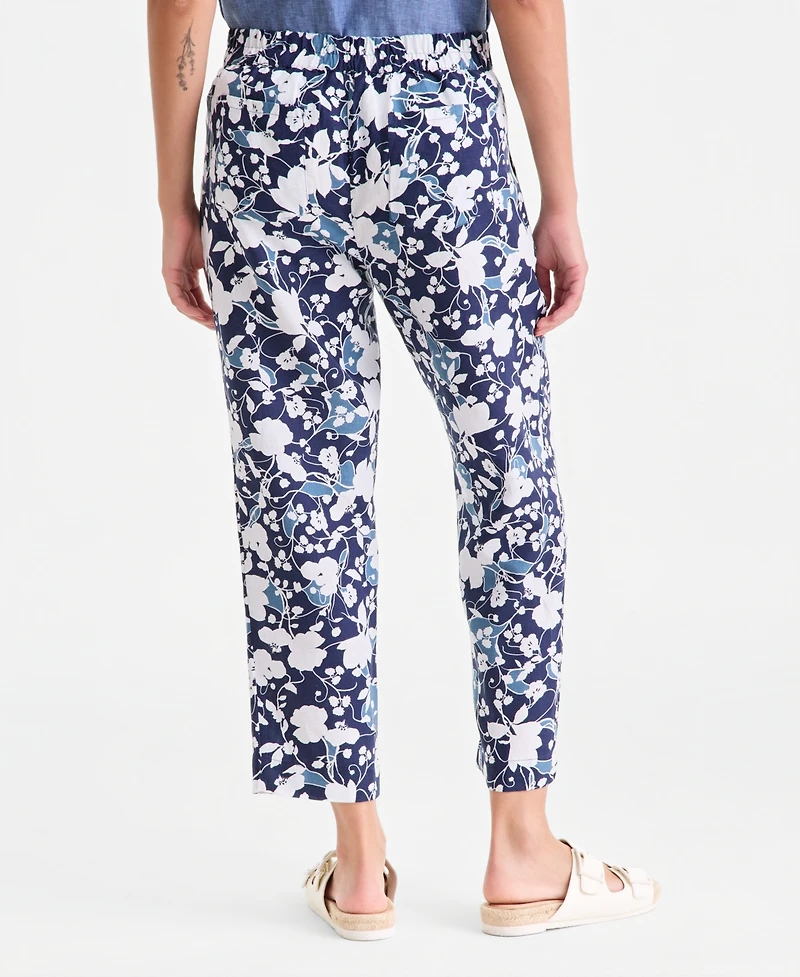 Charter Club Women's 100% Linen Pleated-Front Tapered Pants, Macy's Exclusive