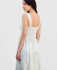 Self Esteem Juniors' Ditsy Floral Sweetheart-Neck Maxi Dress