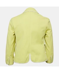 Pre-Owned Marni Women's Green Canvas Contrast Trimmed Open Front Jacket