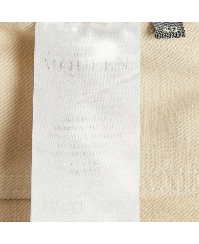 Pre-Owned Alexander Mcqueen Women's Beige Cotton Trim Denim Jacket
