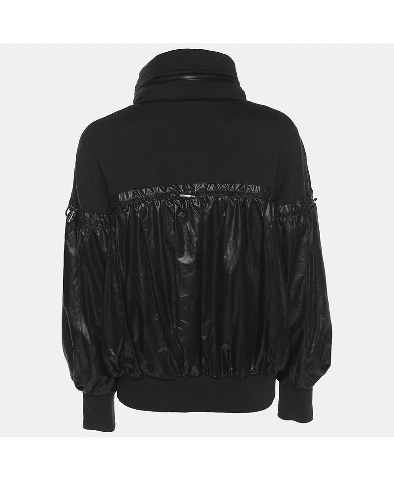 Pre-Owned Love Moschino Women's Black Jersey Nylon Hoodie Jacket