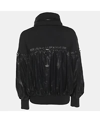 Pre-Owned Love Moschino Women's Black Jersey Nylon Hoodie Jacket