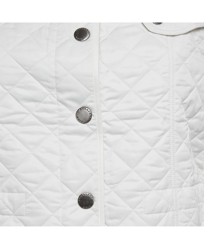 Pre-Owned Burberry Women's Brit White Synthetic Quilted Button Front Jacket