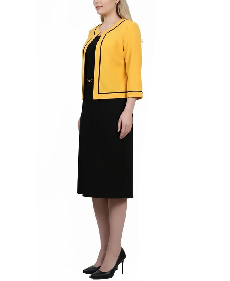 Ny Collection Petite 3/4 Sleeve 2 Piece Dress Set