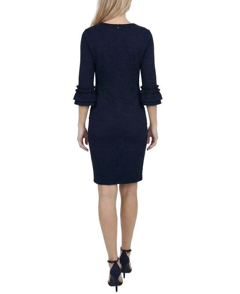 Ny Collection Petite 3/4 Sleeve Textured Knit Dress