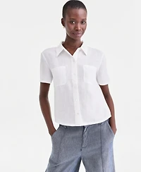 Charter Club Women's 100% Linen Solid-Color Camp Shirt, Macy's Exclusive