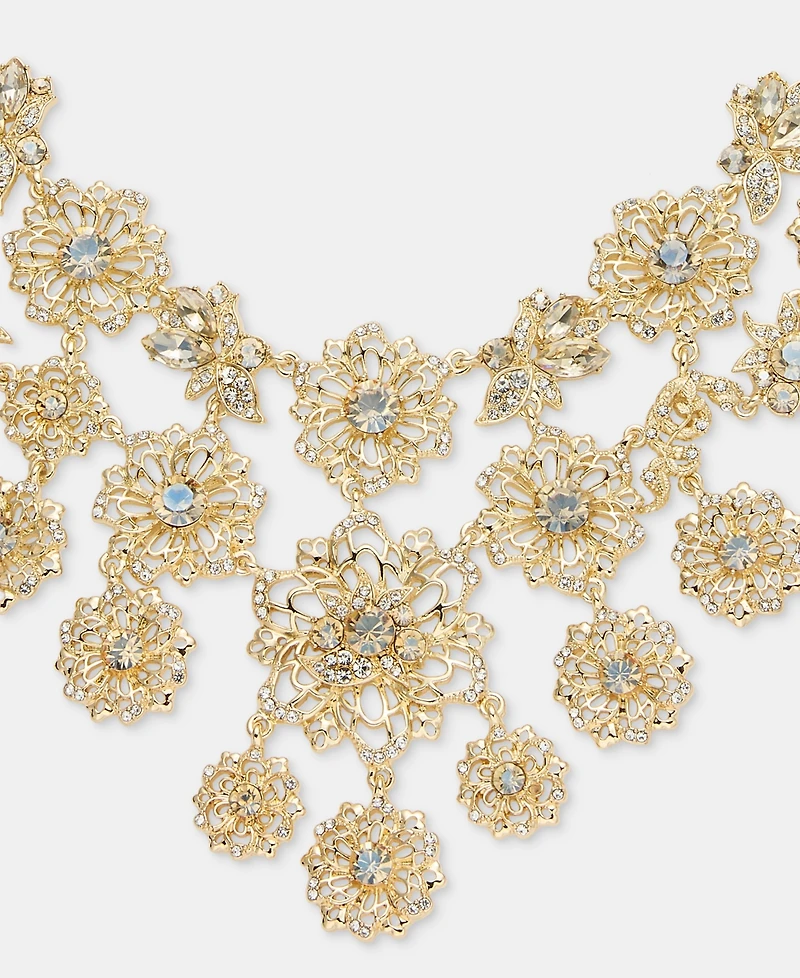 Marchesa Crystal Flower Statement Necklace, 16-1/2" + 3" extender