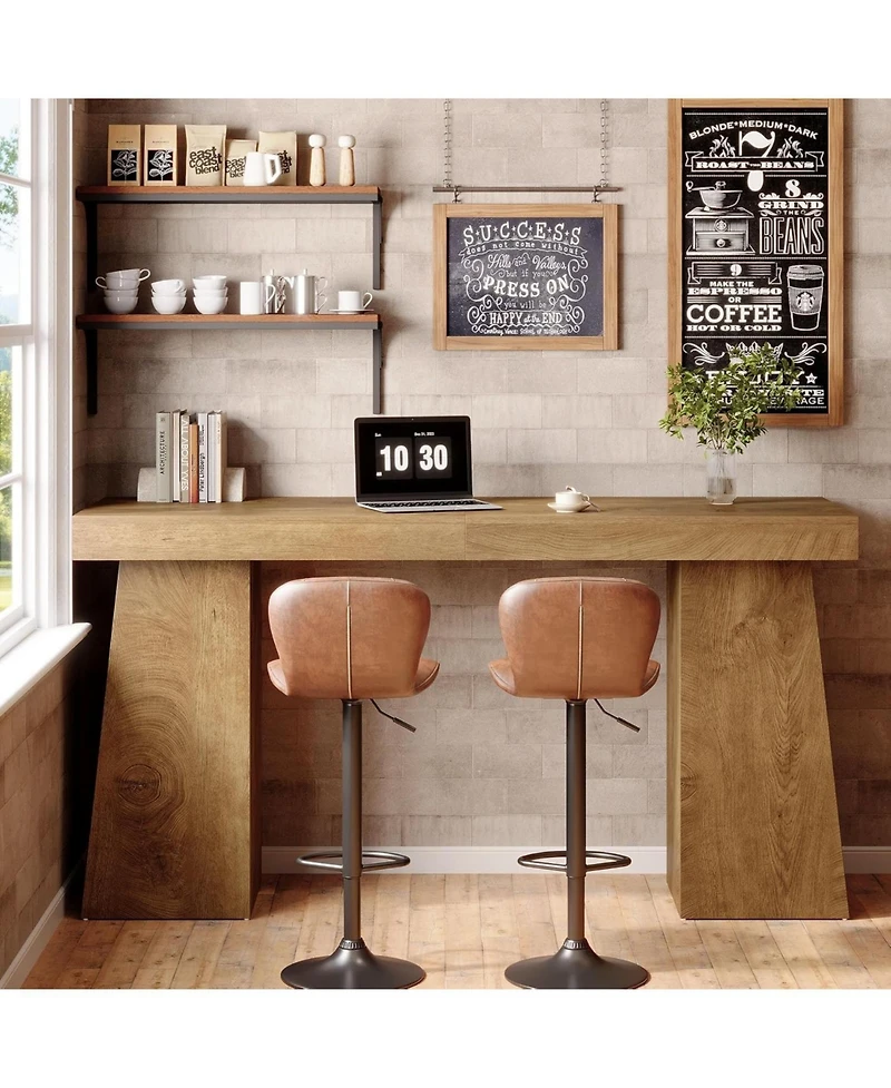 Tribesigns Tribeisgns 63-Inch Long Bar Table with Storage, Counter Height Pub Cocktail Table Home Bar Unit with Storage Shelves