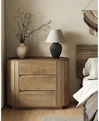 Tribesigns Large Nightstand, Oversized Night Stand with 3 Drawers, Slatted Side Design Wood Nightstand, 35" Wide End Tables