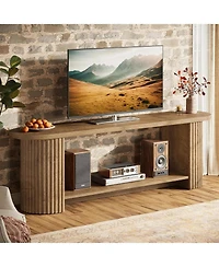 Tribesigns 63” Fluted Tv Stand for 50/55/65/75-Inch Tv, Farmhouse Entertainment Center with Storage Shelf, Media Console Entertainment Stand