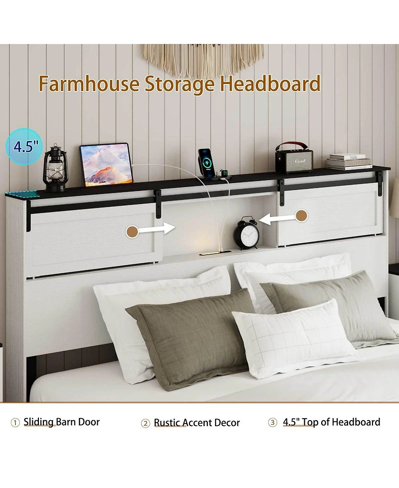 Streamdale Furniture Storage Headboard with 2 Usb Ports for Easy Charging & Access