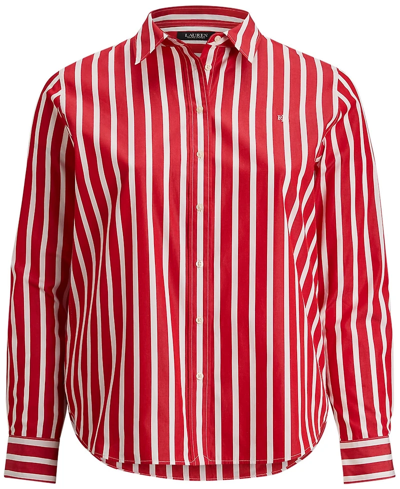 Lauren Ralph Plus Classic Fit Striped Point Collar Shirt