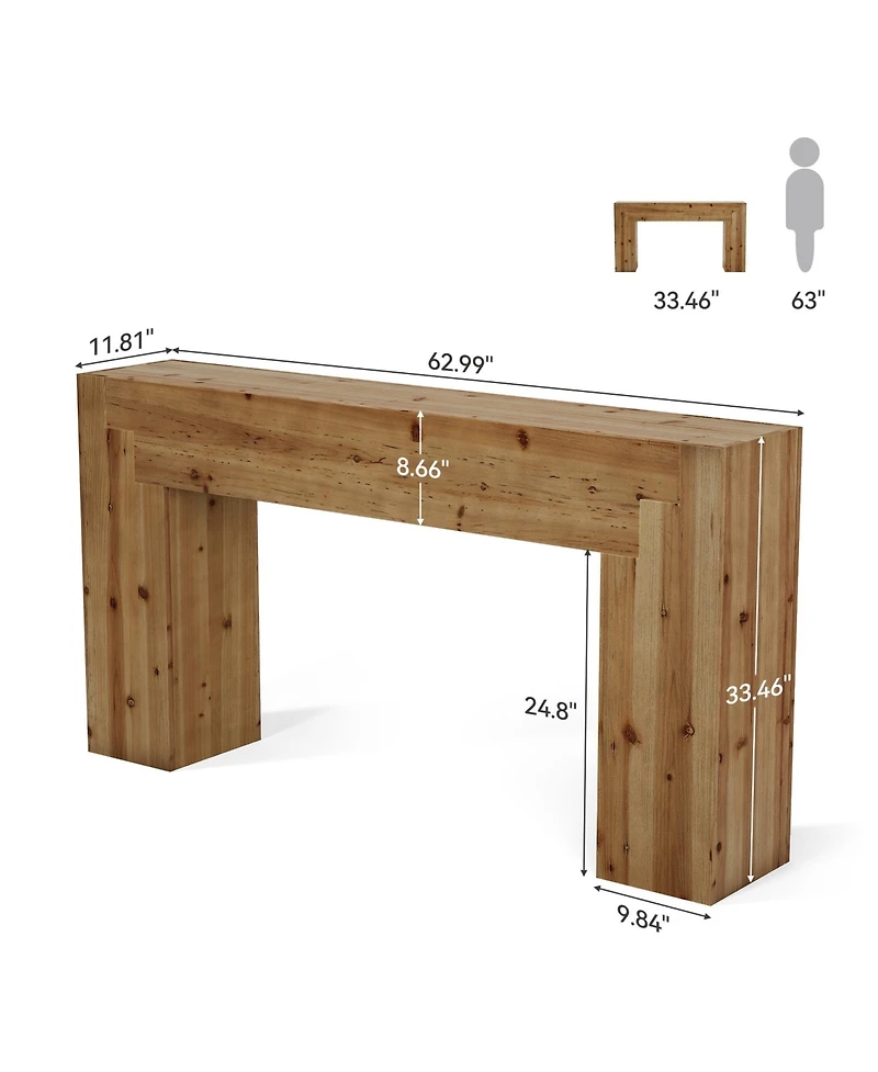 Tribesigns Solid Wood Console Table for Living Room, 62.99-Inch Farmhouse Entryway Table Indoor for Foyer, Hallway
