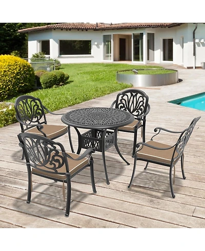 Flynama 5-Piece Set Of Cast Aluminum Patio Furniture With Cushions