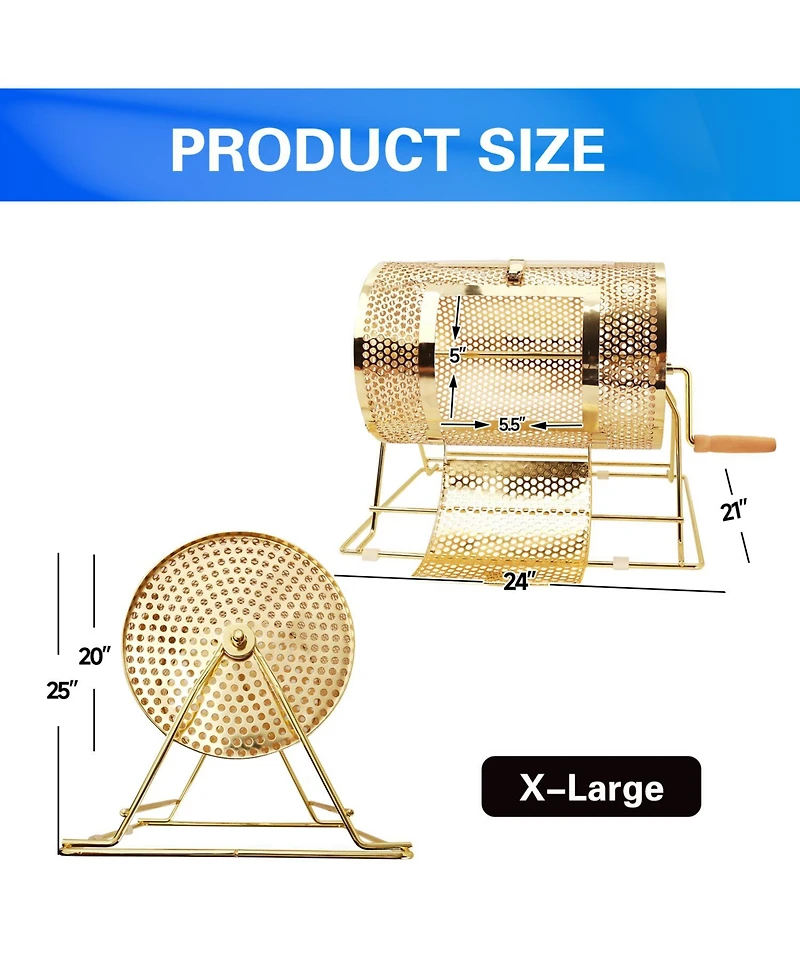Gse Games & Sports Expert Raffle Drum,X-Large Brass Raffle Ticket Spinning Cage, Holds 15,000 Tickets or 500 Ping Pong Balls