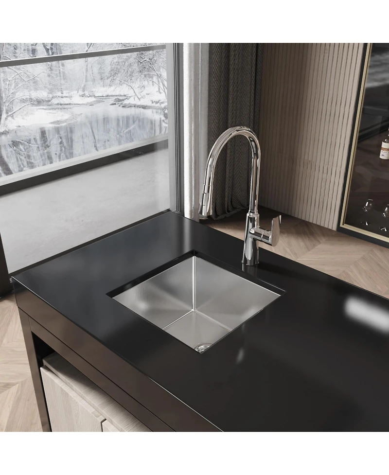 flynama Brushed Nickel Stainless Steel Kitchen Sink Single Bowl Undermount Handmade