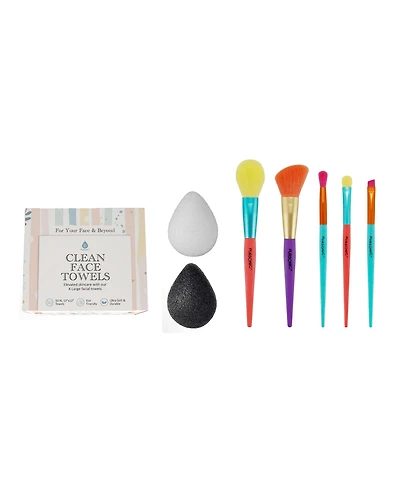 Pursonic Flawless Skin & Makeup Prep Kit – Brush Set, Xl Clean Face Towels & Konjac Sponge
