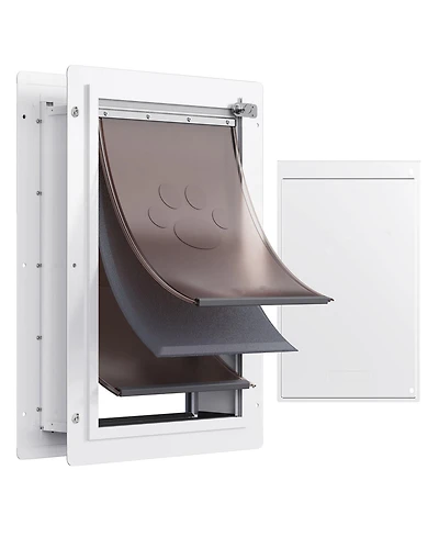 Cozito Large Wall Pet Door with Metal Frame & Lock, 14.25" x 21.1", 3-Flap Weatherproof Design