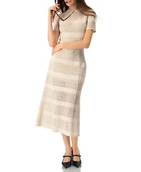 Ivonne Women's Midi Crochet Striped Dress