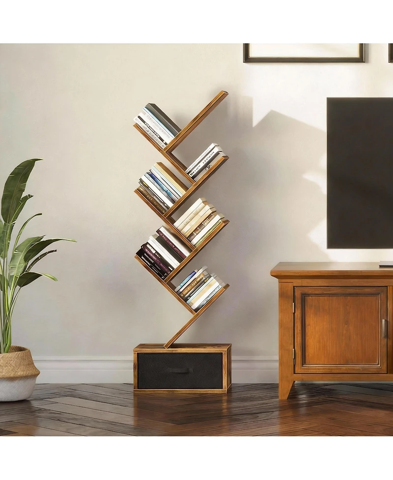 Yigii 7-Tier Rustic Tree Shelves, Space-Saving, Sturdy Design, Easy Assembly, Multi-Use