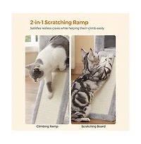 46.5-Inch Cat Tree with Cat Cave, 2-in-1 Scratching Ramp, Removable Toy Sticks, Anti-Tip Kit