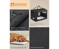 Cozito 48" Foldable Soft Dog Crate, Portable Carrier with Steel Frame, Mesh Windows, Storage Pockets, 92–110 lb