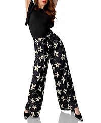 Ivonne Women's Wide-Leg Floral Print Pants with Pockets