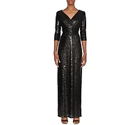 White Tie by Shani Women's V-Neck Sequin Gown