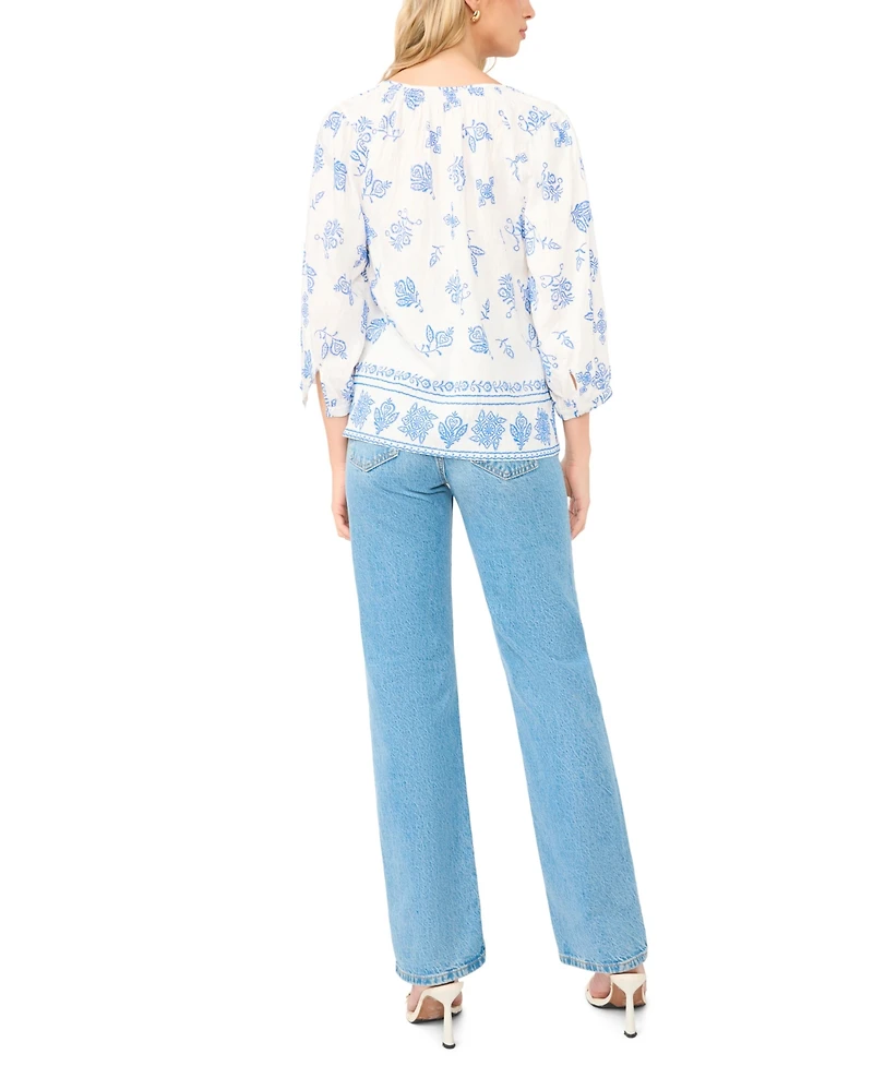 Vince Camuto Women's Tie-Neck Peasant Blouse