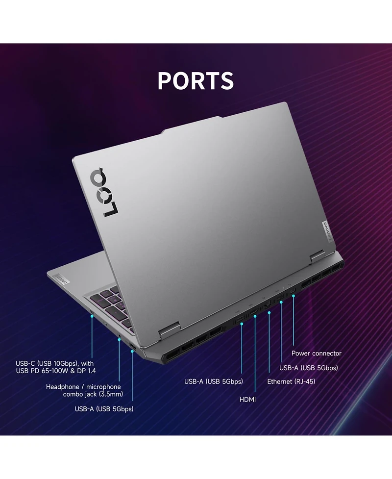 Lenovo Loq 15.6" Gaming Traditional Laptop Amd Ryzen 7 250 16GB Ram Nvidia GeForce Rtx 5050 1TB Ssd Storage Windows 11 Home Fhd 144Hz - Grey
