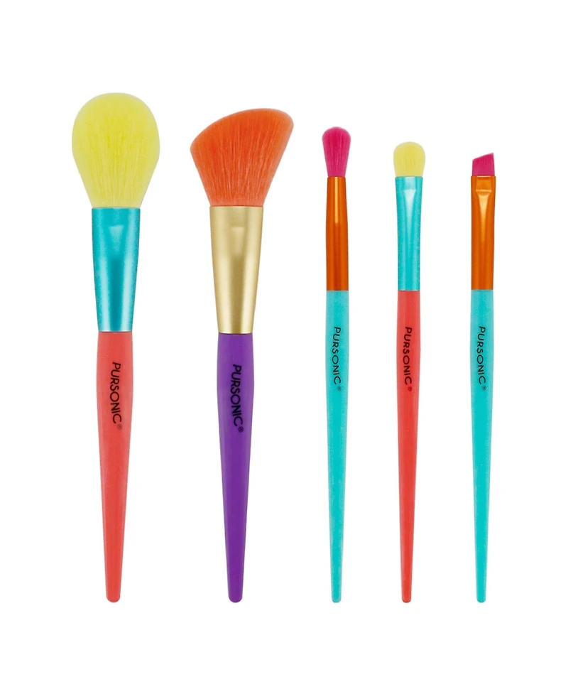 Pursonic Studio Makeup Brush Set (5-Piece) & Silicone Beauty Brush Cleaning Tool