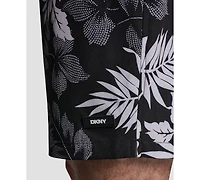 Dkny Men's Euro Black & White Bandana Print Performance 5" Volley Shorts