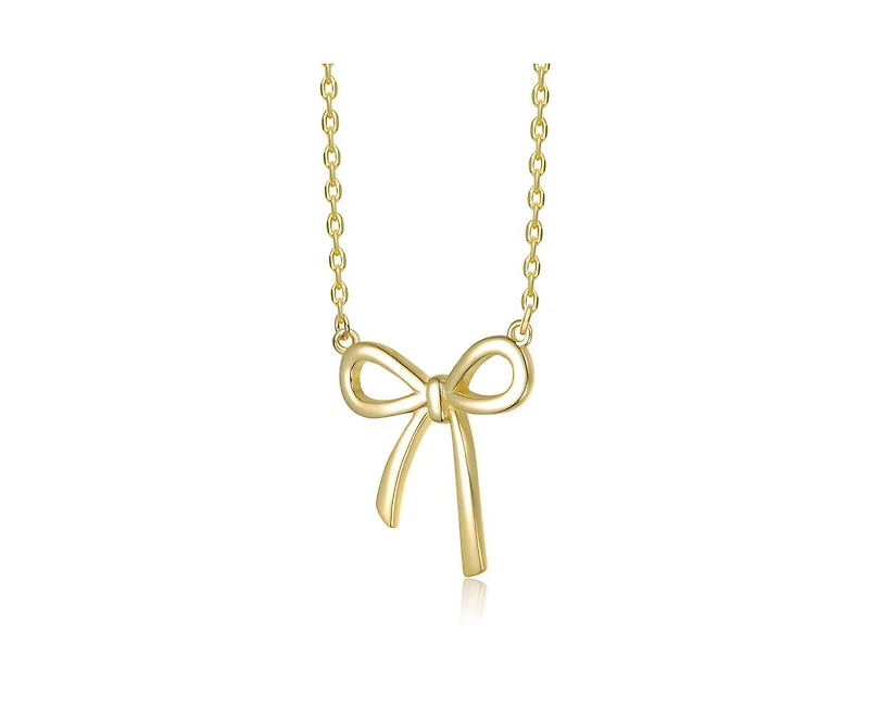 Rachel Glauber Modern Bow-Tie Shaped Pendant Necklace in 14K Gold Plated