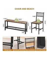 gaomon Kitchen Table 4 Pieces Dining Table Set For 4 People Kitchen Table for Dining Room, Home Office, Living Room