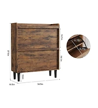 gaomon Shoe Cabinet with 2 Flip Drawers, Wooden Shoe Organizer with Adjustable Shelf, Shoe Storage for Entryway,Rustic Brown