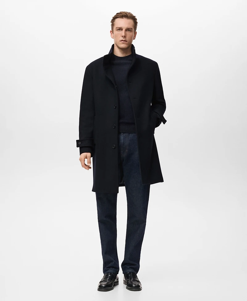 Mango Men's Wool Funnel Neck Coat