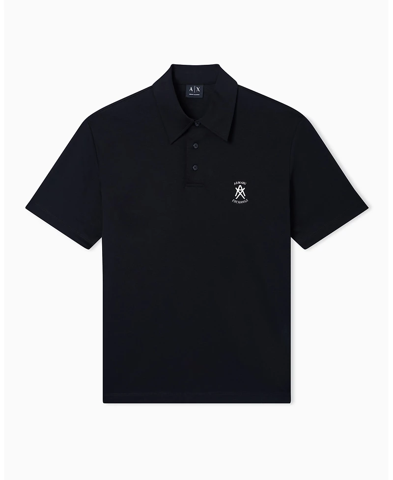 A|X Armani Exchange Men's Short Sleeve Mercerized Cotton Logo Polo Shirt