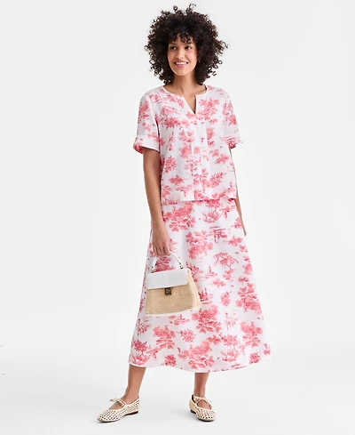 Charter Club Women's 100% Linen Midi Skirt, Macy's Exclusive