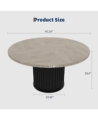 Gaomon Kitchen Table 47Inch Round Dining Table for 4-6 People Grey Dining Room Table