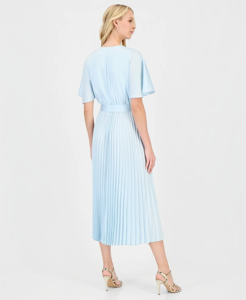 Sandra Darren Women's Pleated Flutter-Sleeve Dress