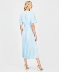 Sandra Darren Women's Pleated Flutter-Sleeve Dress