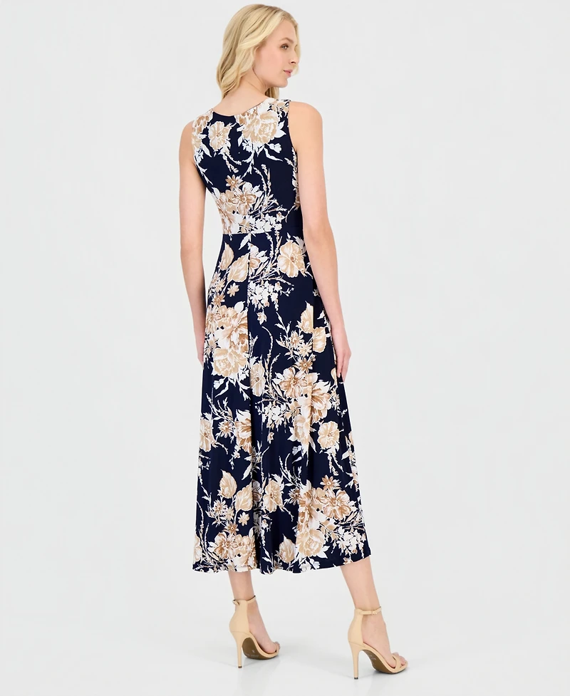Sandra Darren Petite Floral Keyhole-Neck Maxi Dress