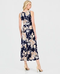 Sandra Darren Petite Floral Keyhole-Neck Maxi Dress
