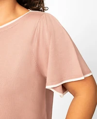 Melissa Paige Plus Elbow Flare-Sleeve Boat Neck Top, Macy's Exclusive