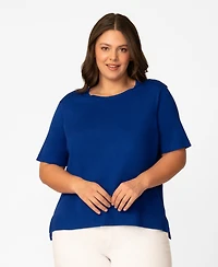 Melissa Paige Plus Lace Shoulder Boxy Crewneck Top, Macy's Exclusive