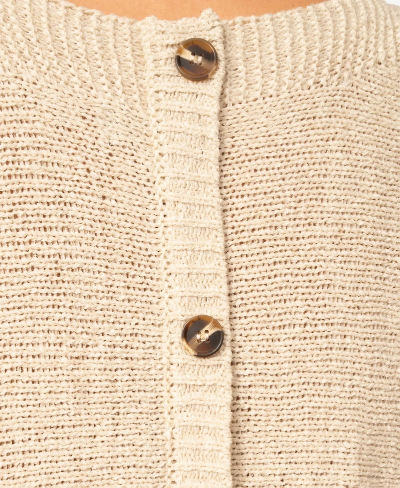 Melissa Paige Plus Size Button Back Tape Yarn Short-Sleeve Knit Sweater, Macy's Exclusive