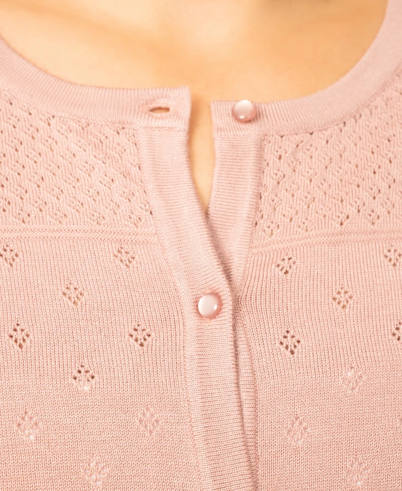 Melissa Paige Plus Diamond Pointelle Elbow-Sleeve Cardigan, Macy's Exclusive