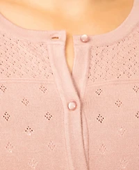Melissa Paige Plus Diamond Pointelle Elbow-Sleeve Cardigan, Macy's Exclusive